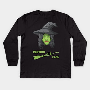 Resting Witch Face - Halloween Pun Kids Long Sleeve T-Shirt